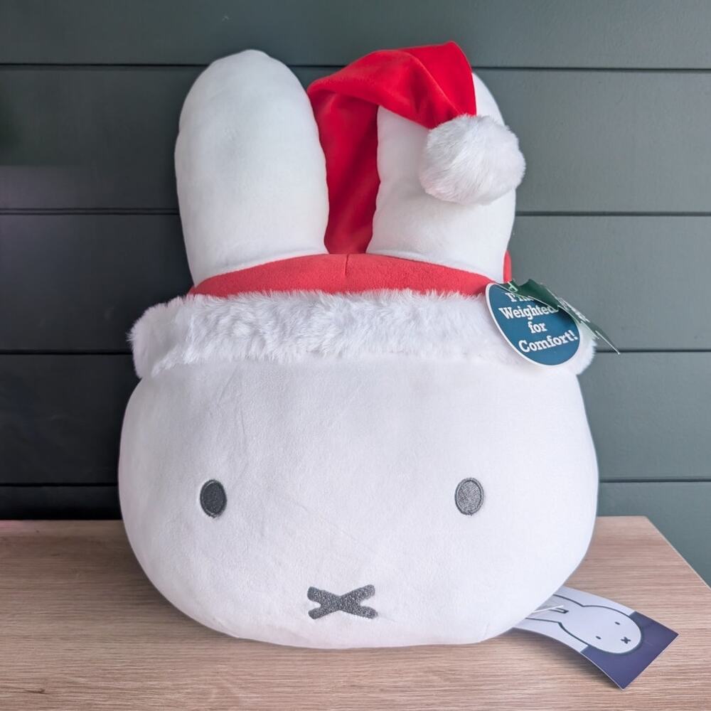 NWT Miffy Santa Christmas Weighted Plush Stuffed Animal Hobby Lobby 15.5"